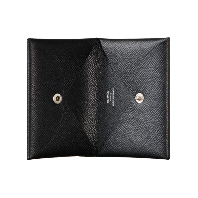 Hermes Black Epsom Calvi Card Case - Lux Authentic